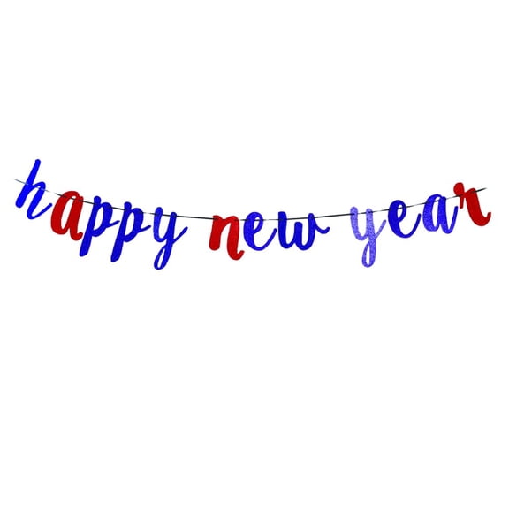 Happy New Year Banner- New Year Decorations, 2025 New Years Eve Party Supplies blue&red)