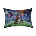 thumbnail image 1 of Happy New Year Basset Hound Family Cheer Winter Midnight Firework Quilt Pillowcase Bassets Dog Breed Lovers Gifts Idea Throw Pillow Cover Bed Home Decor - 02025, 1 of 5