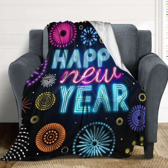 Happy New Year Blanket Halloween Throw Blanket for Couch Warm Blanket for Winter Soft Throw Blanket for All Seasons Flannel Blanket Decorations Blanket 30"*40"(76 * 100cm)