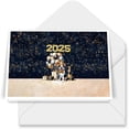 thumbnail image 1 of Happy New Year Boston Terrier Welcome 2025 Balloon Firework Party 7x5in Folded Greeting Card Gentleman Dog Lover Gifts Single Note Card with Envelope - 01014, 1 of 5
