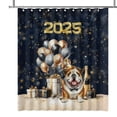 thumbnail image 1 of Happy New Year Bulldog Welcome 2025 Balloon Firework Party Shower Curtain Dog Lover Gifts Idea Waterproof Bathroom Bathtub Curtain - 01014, 1 of 5