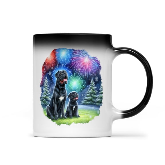Happy New Year Cane Corso Family Cheer Winter Midnight Firework Heat Color Changing Mug Italian Mastiff Dog Lover Gifts Idea Magic Coffee Mug - 02025