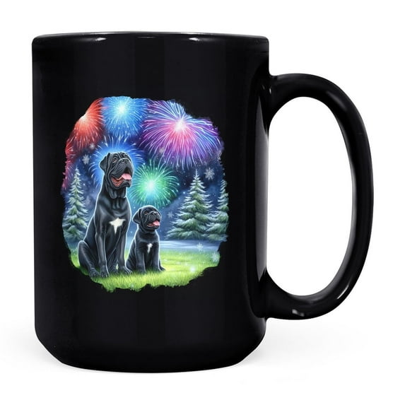 Happy New Year Cane Corso Family Cheer Winter Midnight Firework Mug Italian Mastiff Dog Lover Gifts Idea Coffee Tea Cup - 02025