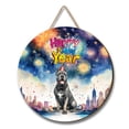 thumbnail image 1 of Happy New Year with Cane Corso Fireworks Holiday Xmas Winter 2025 Round Wood Sign Italian Mastiff Dog Lover Gifts Idea Hanging Wall Home Decor - 00025, 1 of 5