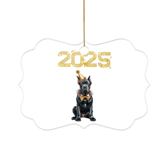 Happy New Year Cane Corso Welcome 2025 Balloon Firework Party Acrylic Benelux Ornament Italian Mastiff Dog Lover Gifts Idea Home Tree Decor - 01014