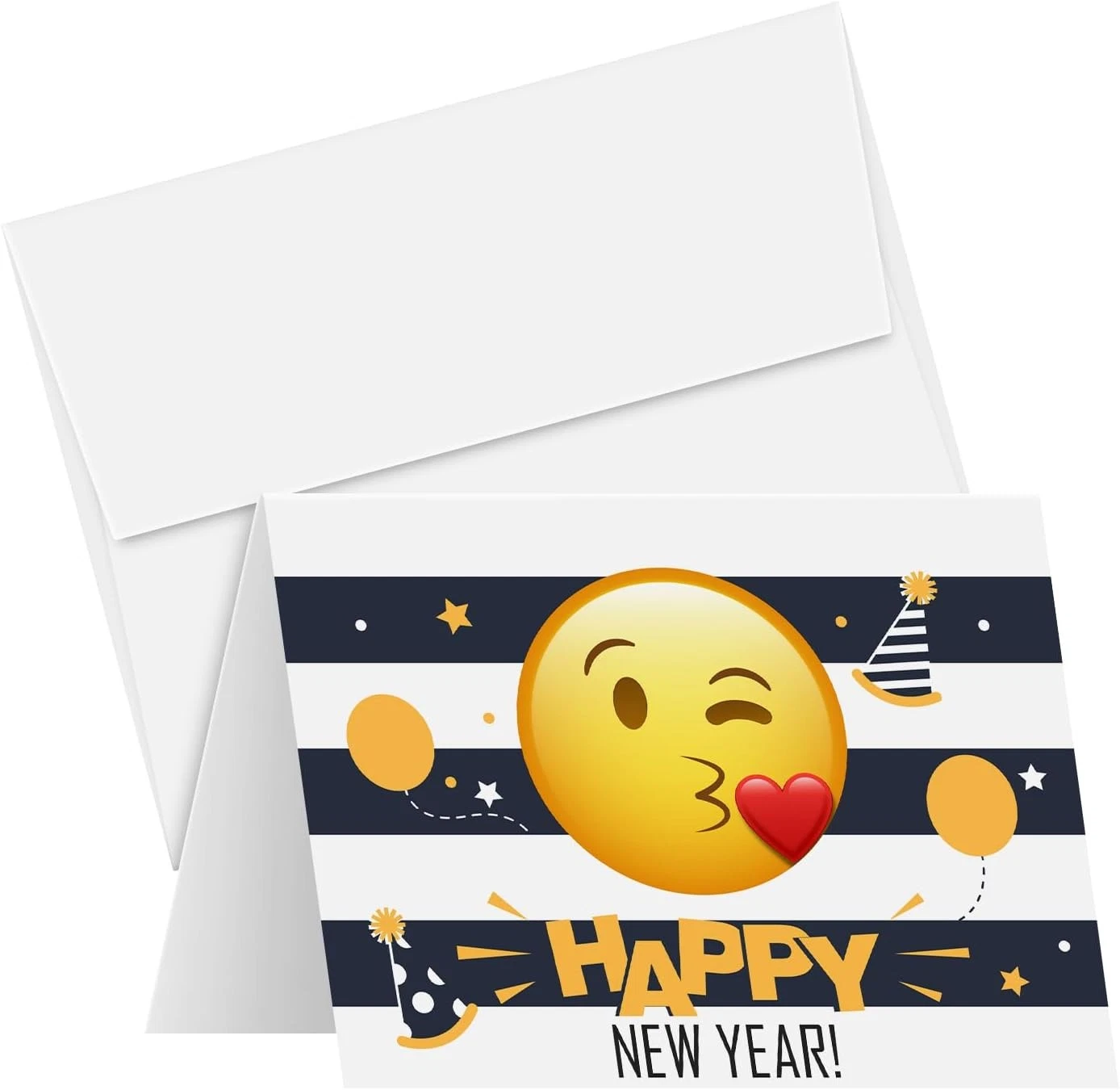 Happy New Year Cards Holiday Love Greetings - Fold Over Card Stock & Envelopes,