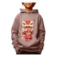 thumbnail image 1 of Happy New Year Cartoon Lion Dance Print Hoodies For Kid Boys - Casual Graphic Design With Stretch Fabric Pullover Sweatshirt, 1 of 8