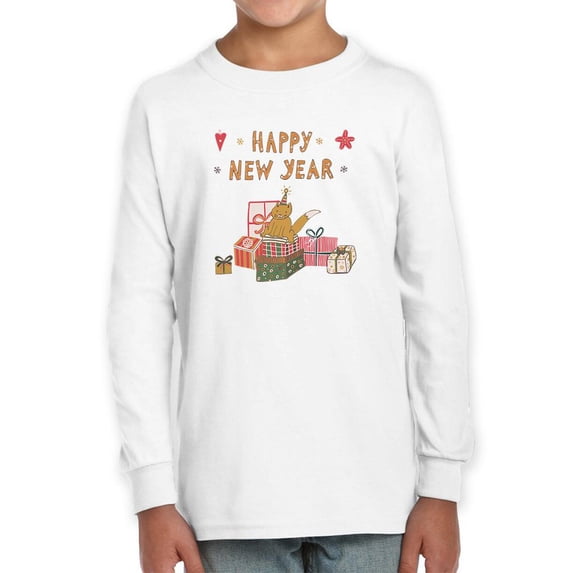 Happy New Year Cat W Presents Long Sleeve Toddler -Image by Shutterstock, 2 Toddler