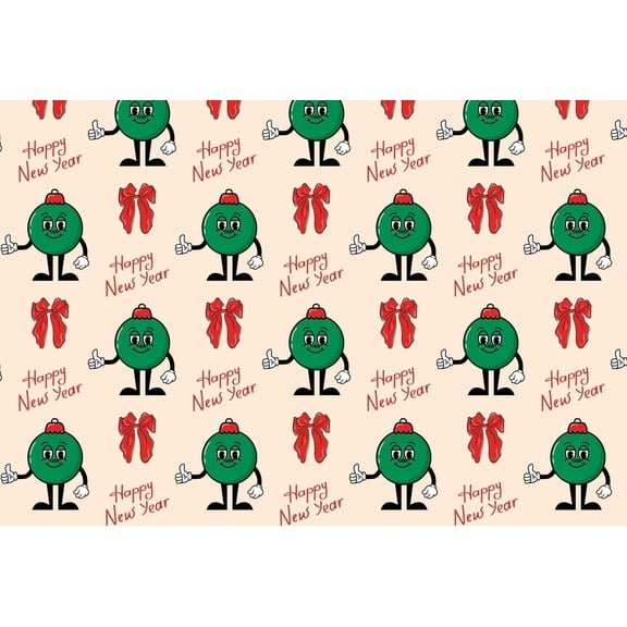 Happy New Year Celebration Christmas Ornament Holiday Pattern Edible Image Chocolate Transfer Sheet, by Tnct.