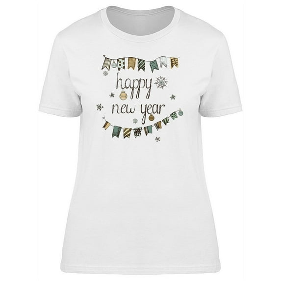 Happy New Year Celebration Flags T-Shirt Women -Image by Shutterstock, Female Medium