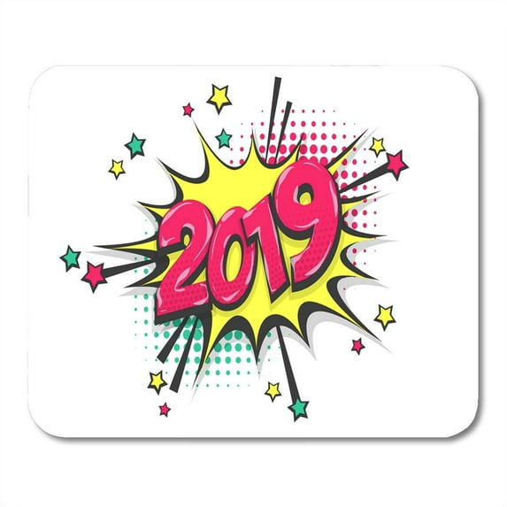 Happy New Year Christmas Comic Text Speech Bubble Colored Mousepad Mouse Pad Mouse Mat 9x10 inch