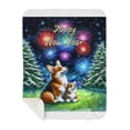 thumbnail image 1 of Happy New Year Corgi Family Cheer Winter Midnight Firework Cozy Sherpa Blanket Welsh Corgi Dog Lover Gifts Idea Warm Soft Throw Blanket - 02025, 1 of 5