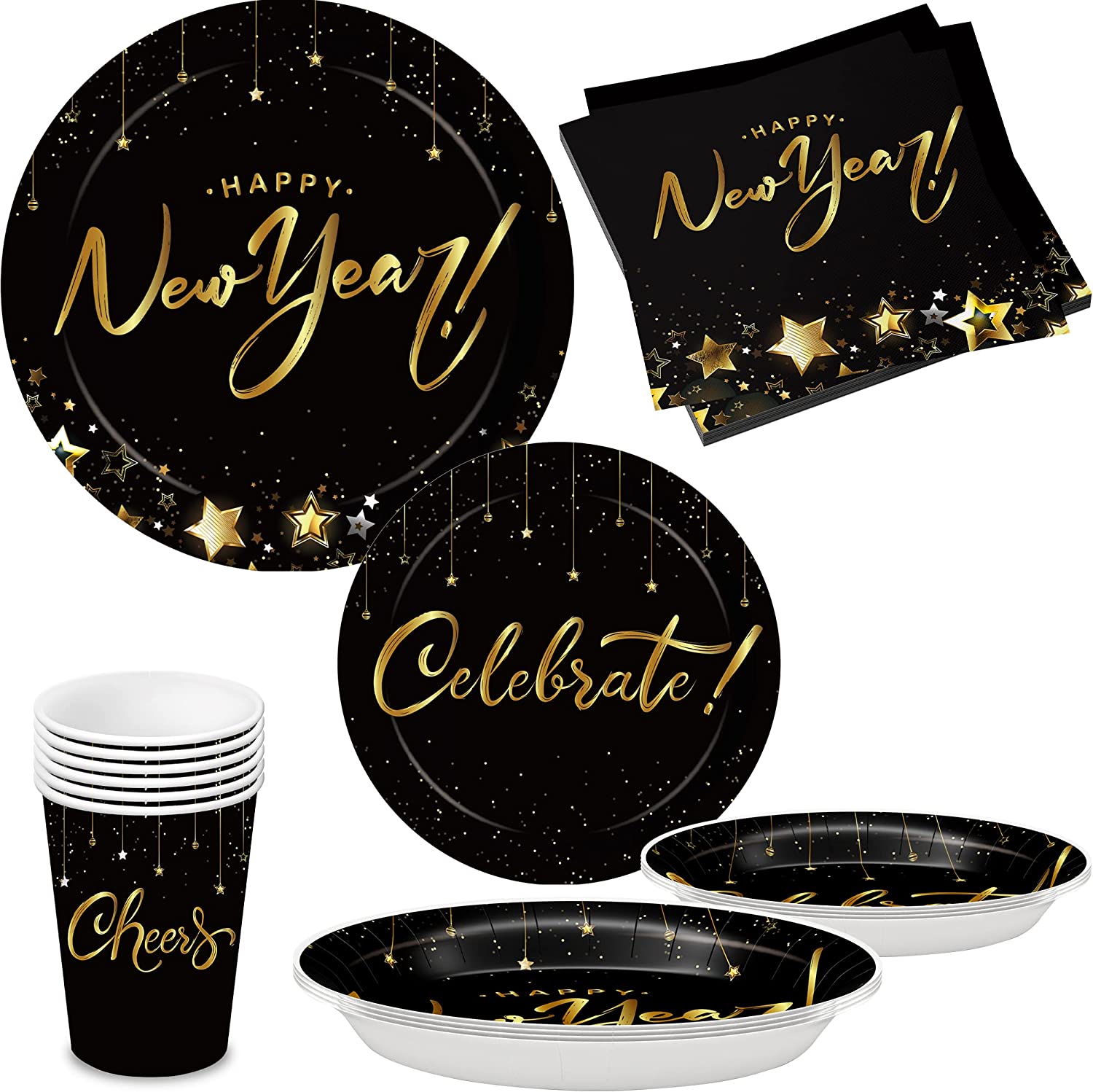 Happy New Year Dinner Set Pack of 68, New Years Eve Party Supplies