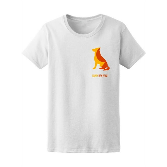 Happy New Year Dog At Left Chest T-Shirt Women -Image by Shutterstock, Female Small