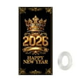 thumbnail image 1 of Happy New Year Door Cover Black and Gold Banner for Party Decorations Crown Balloon Backdrop Sign for Photo Booth Prop Wall Decor (E), 1 of 8