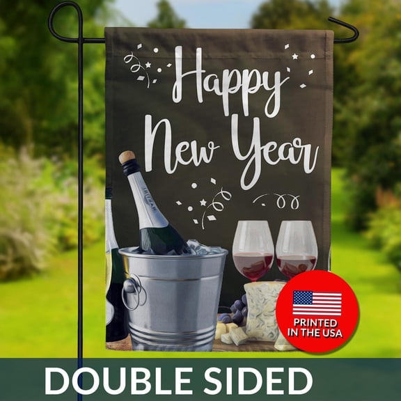 Happy New Year Double Sided Flag Wine and Cheese Party Decor