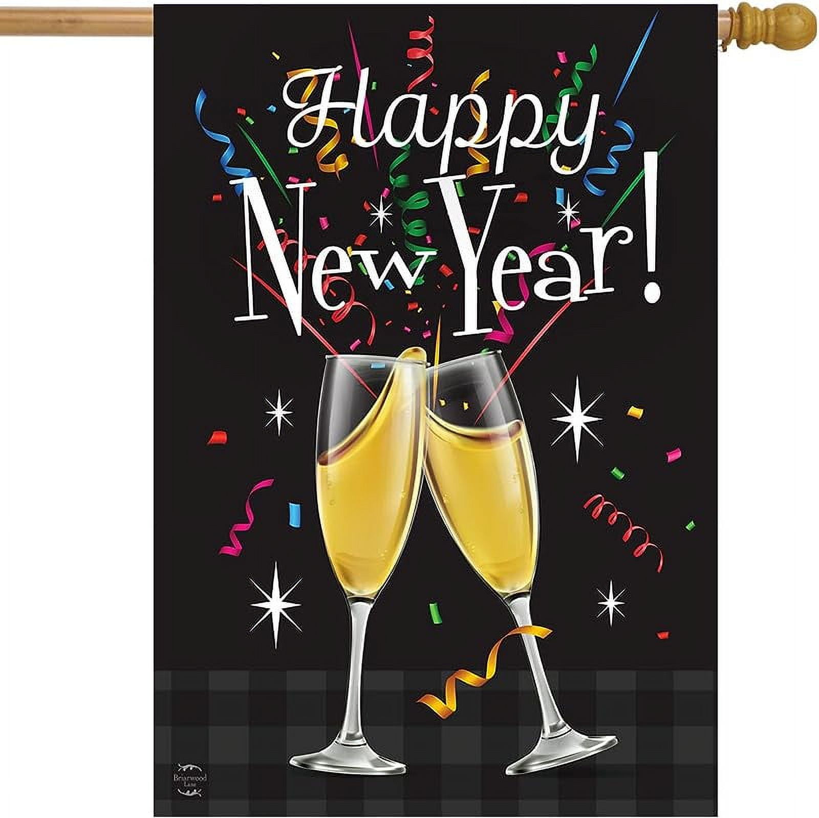 Happy New Year Double-Sided Polyester House Flag