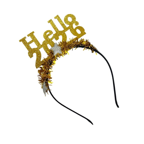 Happy New Year Eve Headpiece With Glittering Hello 2026 Comfortable Party Hairhoop Head Accessories for Festival Event