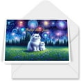 thumbnail image 1 of Happy New Year Exotic Shorthair Family Cheer Winter Midnight Firework 7x5in Folded Greeting Card Cat Lover Kitten Owner Gifts Single Note Card with Envelope - 02025, 1 of 5