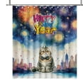 thumbnail image 1 of Happy New Year with Exotic Shorthair Fireworks Holiday Xmas Winter 2025 Shower Curtain Cat Lover Kitten Owner Gifts Waterproof Bathroom Bathtub Curtain - 00025, 1 of 5