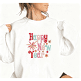 thumbnail image 1 of Happy New Year Fireworks Theme Graphic Tee T Shirt Top Colorful Party Tops Round-neck long-sleeved white S-3XL, 1 of 5