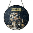 thumbnail image 1 of Happy New Year French Bulldog Welcome 2025 Balloon Firework Party Stained Glass Suncatcher Dog Lover Gifts Window Hanging Sign Decor - 01014, 1 of 5