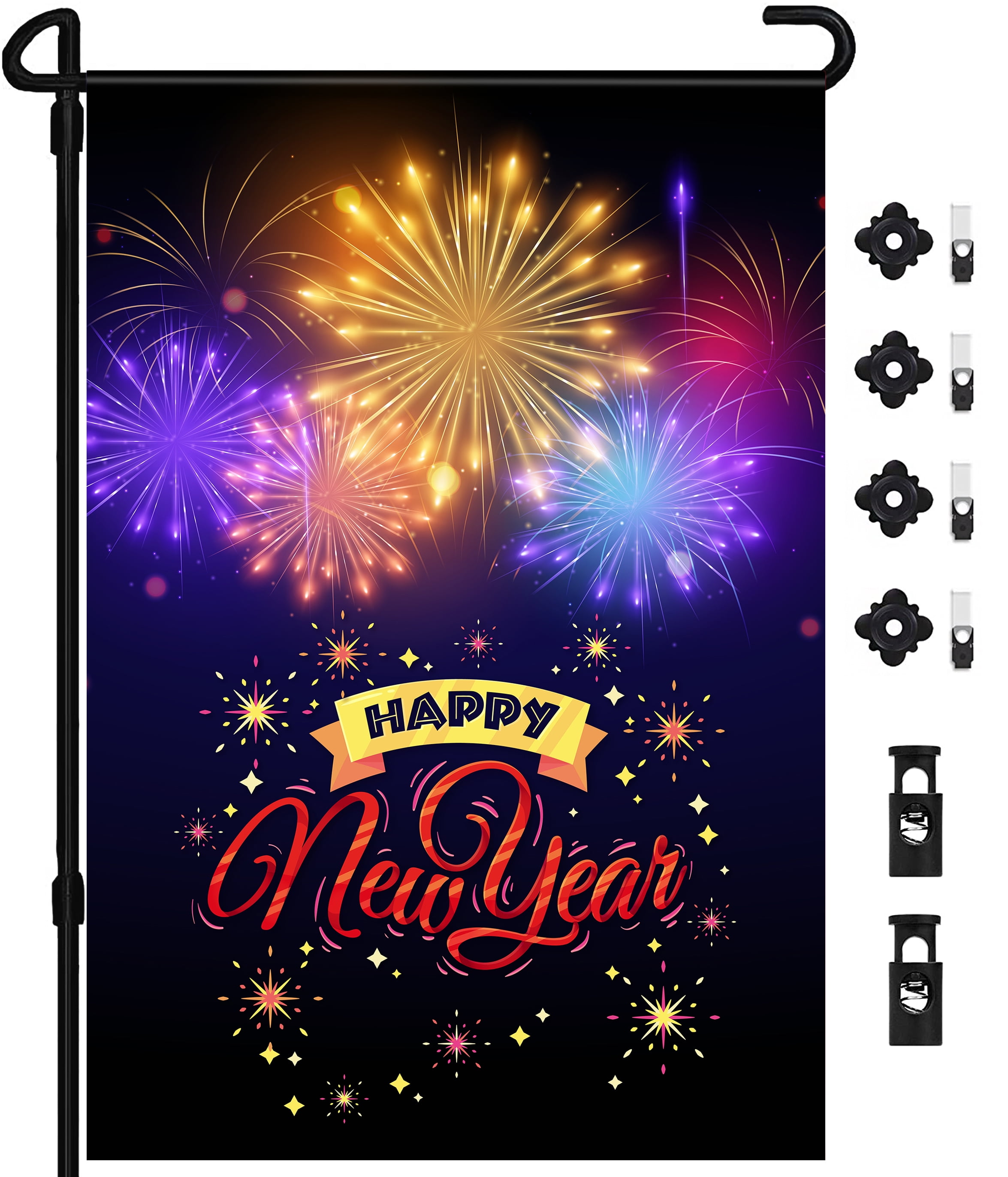 3dRose Gartenflagge „Neujahr“ – 30,5 X 45,7 Cm, Aus Polyester, Einseitig Bedruckt