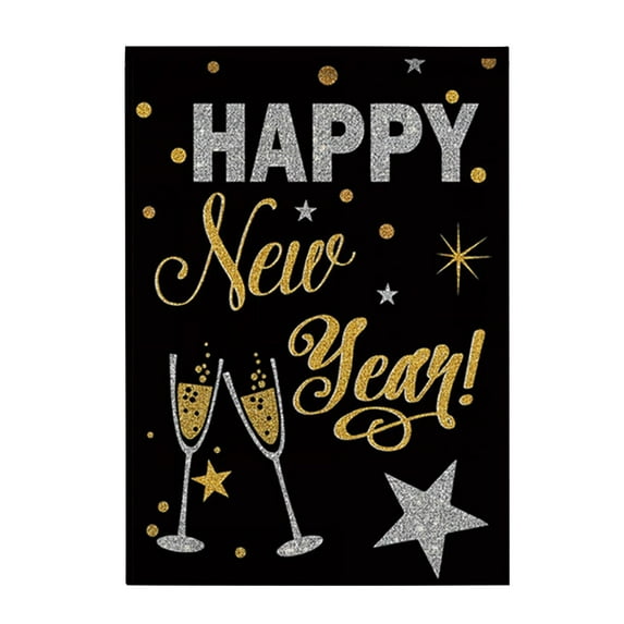 Happy New Year Garden Flag Vertical Double Sized, Balloon Firework Celebration Party Yard Outdoor Decoration 11.8 x 17.7 Inch