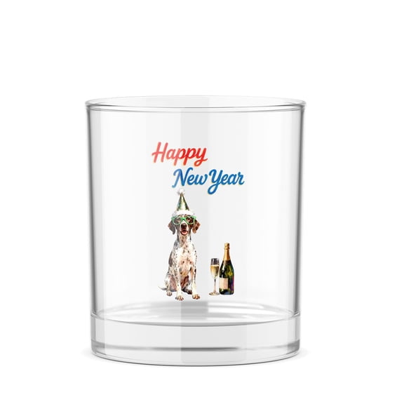 Happy New Year German Shorthaired Pointer Chills on Year-End Party 11oz Whiskey Glass Mug GSP Lover Dog Gift Whiskey Cocktail Glasses Cup - 12023