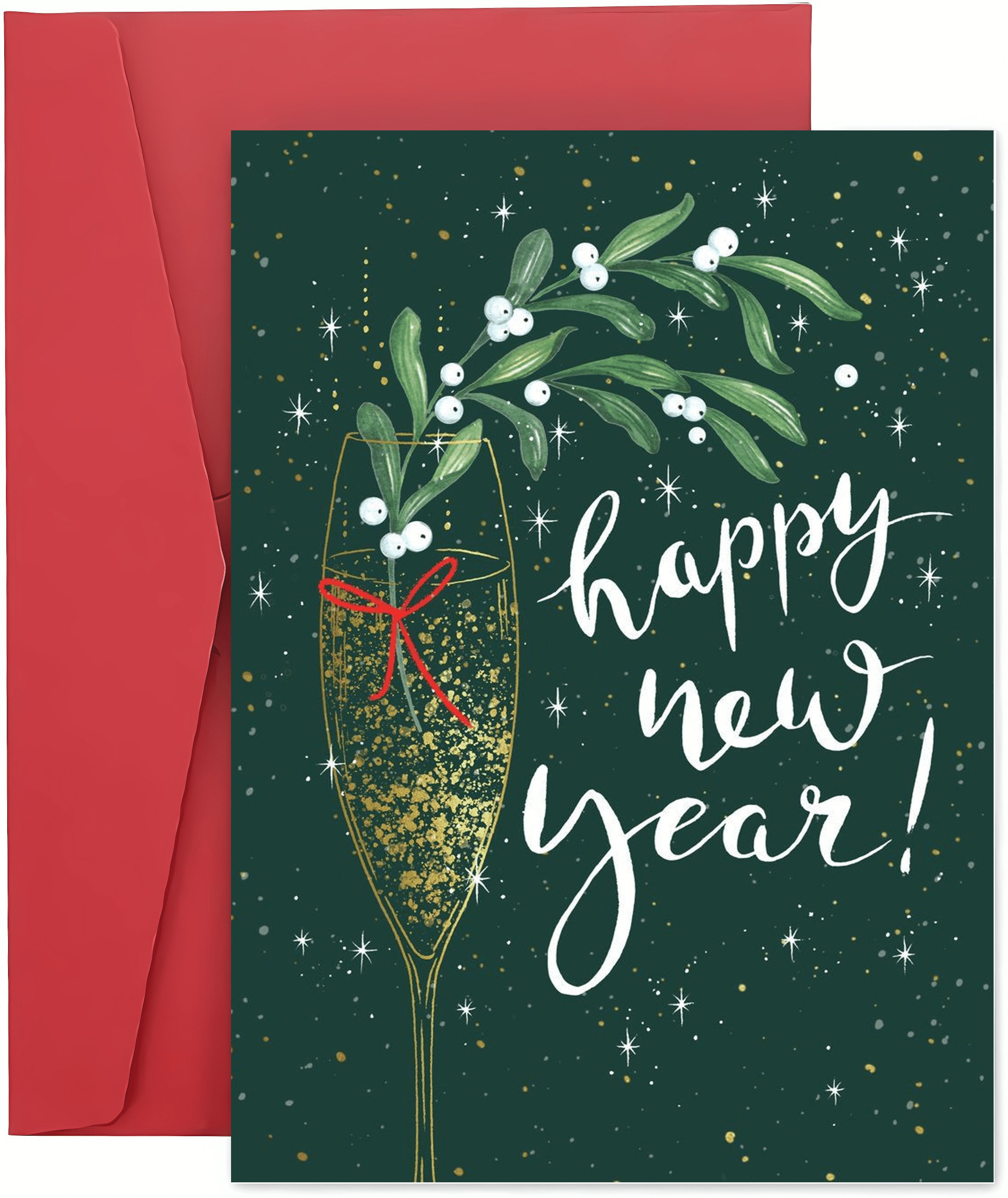 Happy New Year Greeting Card with Champagne Design – Envelope Included ...