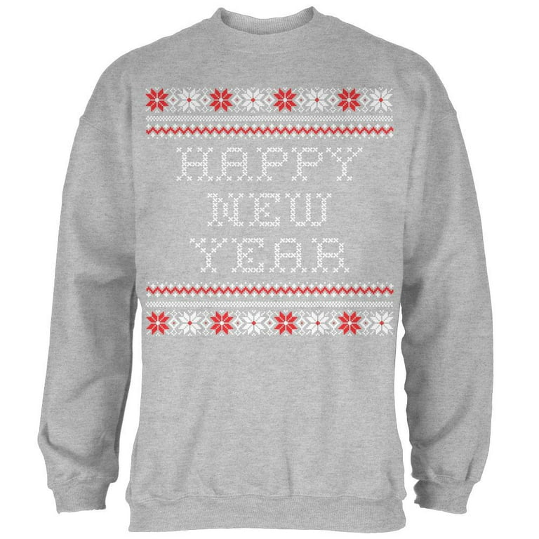 Happy New Year Grey Adult Crew Neck Sweatshirt