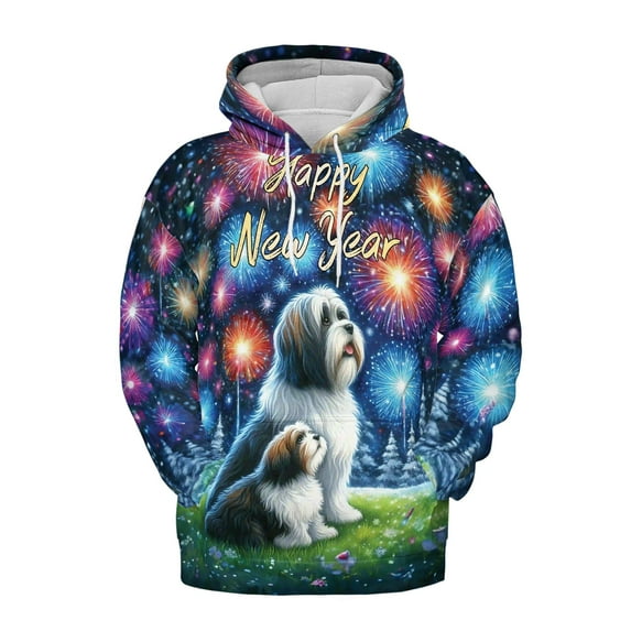 Happy New Year Havanese Family Cheer Winter Midnight Firework All Over Print 3D Hoodie Unisex Merch Hoodies Havanese Dog Lover Gifts Idea - 02025