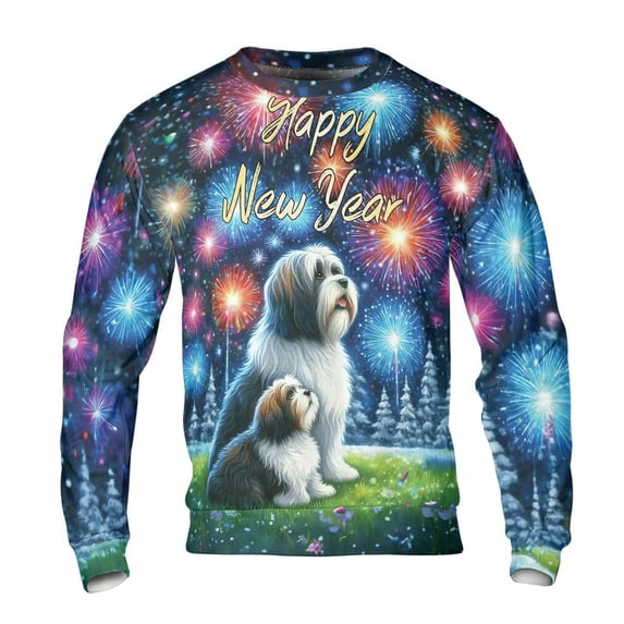 Happy New Year Havanese Family Cheer Winter Midnight Firework All Over Print 3D Sweatshirt Unisex Merch Havanese Dog Lover Gifts Idea - 02025