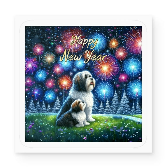 Happy New Year Havanese Family Cheer Winter Midnight Firework Vinyl Sticker Havanese Dog Lover Gifts Idea Waterproof Decal Art Decor - 02025