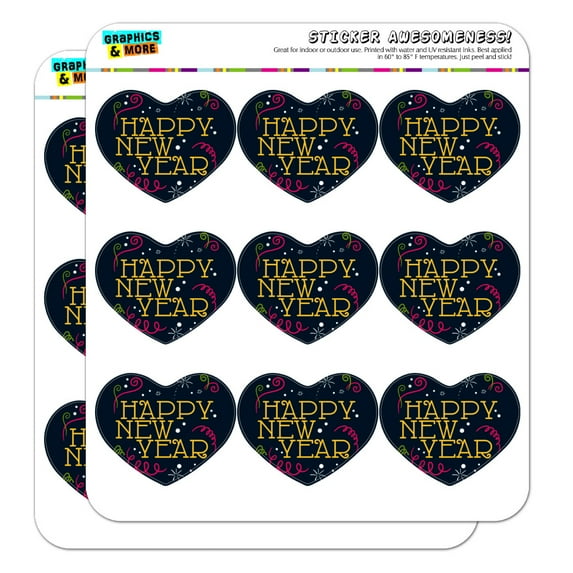 Happy New Year Heart Shaped Planner Calendar Scrapbook Craft Stickers