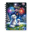 thumbnail image 1 of Happy New Year Maltese Family Cheer Winter Midnight Firework Spiral Bound Journal Maltese Dog Lover Gifts Idea 5x7in Spiral Notebook - 02025, 1 of 5