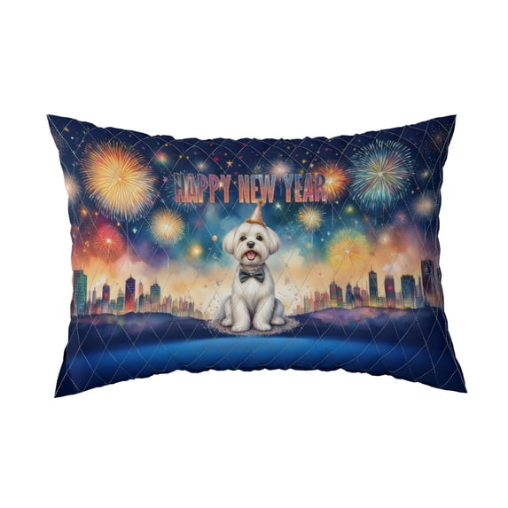 Happy New Year with Maltese Fireworks Holiday Xmas Winter 2025 Quilt Pillowcase Maltese Dog Lover Gifts Idea Throw Pillow Cover Bed Home Decor - 00025
