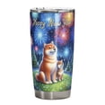 thumbnail image 1 of Happy New Year Mastiff Family Cheer Winter Midnight Firework 20oz Stainless Steel Tumbler Insulated Cup with Lid Shibas Dog Lovers Gifts Idea - 02025, 1 of 5