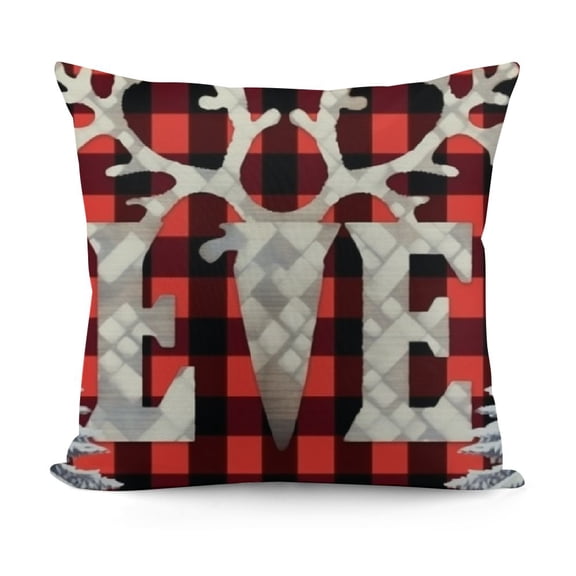 Happy New Year Merry Christmas Believe Tree Hat Snow Wine Red Plaid Decorative Lumbar Throw Pillow Cover Case Home Living Room Bed Sofa Car