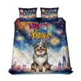 thumbnail image 1 of Happy New Year with Miniature American Shepherd Fireworks Holiday Xmas Winter 2025 Quilt Bedding Set MAS Dog Lover Gifts 1 Blanket Bed Cover 2 Pillowcases - 00025, 1 of 5