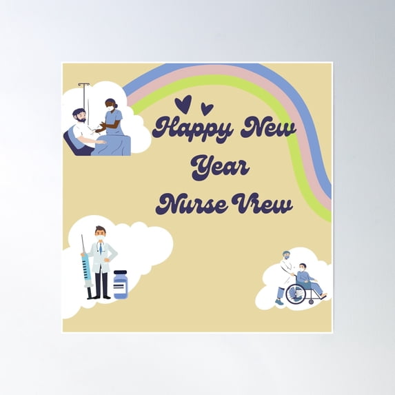 Happy New Year Nurse Crew Poster Wall Art, Modern Wall Decor, 16x24 UNFRAMED
