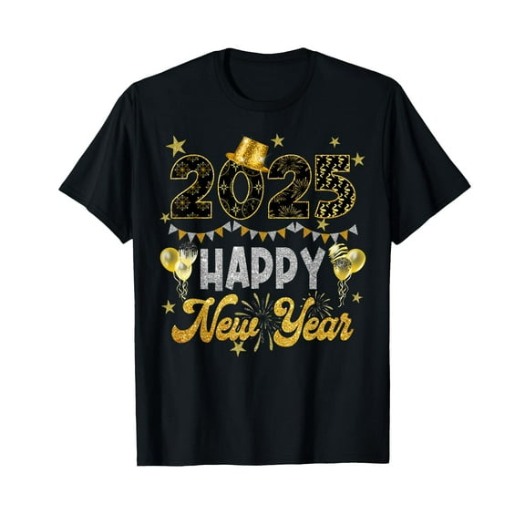 Happy New Year Party 2025 Ballon Family Matching Men Women T-Shirt