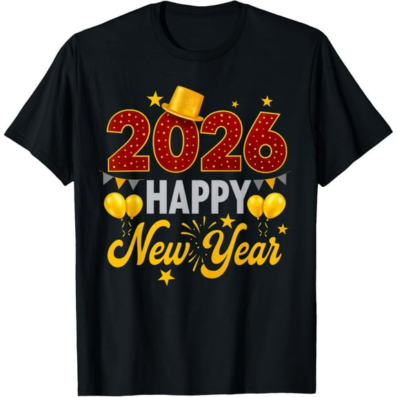 Happy New Year Party 2026 Ballon Family Matching Men Women T-Shirt Tee