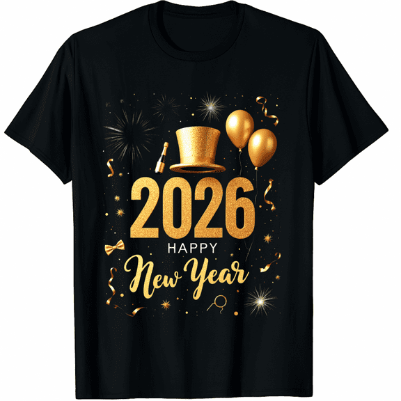 Happy New Year Party 2026 Ballon Family Matching Men Women T-Shirt