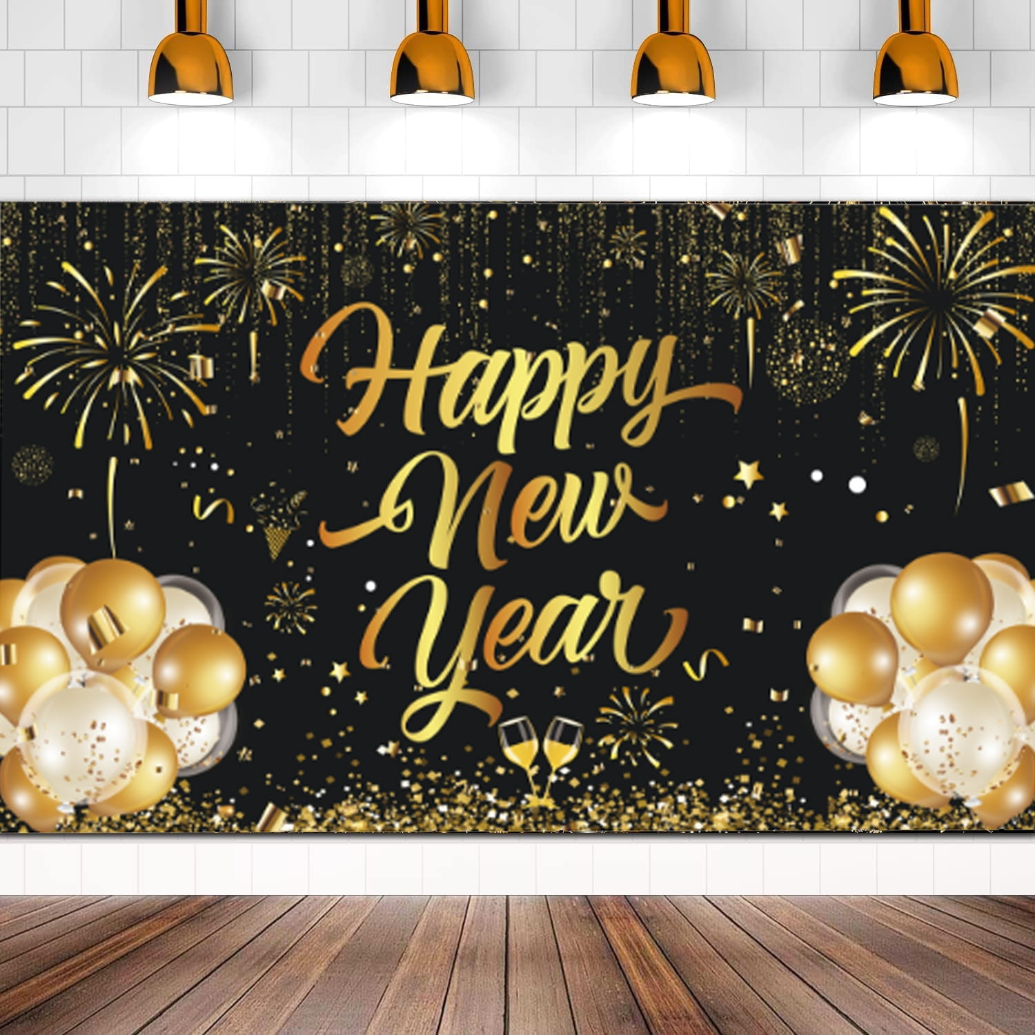 Happy New Year Party Backdrop for 2024 New Year Eve Party Decor Banner ...