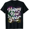 thumbnail image 1 of Happy New Year Party Supplies 2025 Family Matching Fireworks T-ShirtMen and women, Black T-shirt, size: Extra large S-4XL, 1 of 4