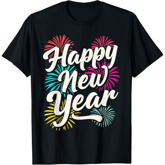 Happy New Year Party Supplies 2025 Family Matching Fireworks T-Shirt
