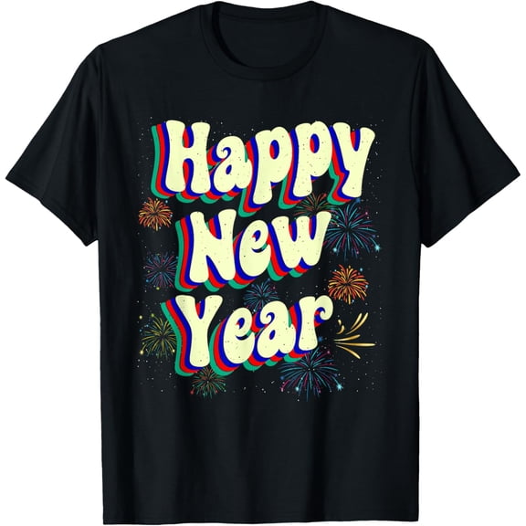 Happy New Year Party Supplies 2025 Family Matching Fireworks T-Shirt