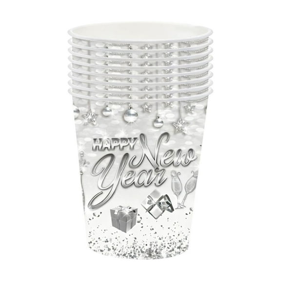 Happy New Year Party Tableware Set - Disposable Paper Plates, Cups, and Tissues for Festive Celebrations