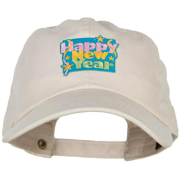 Happy New Year Patched Unstructured Cap - Beige OSFM